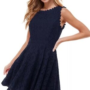 City Studio Back Fit and Flare Mini Dress V-neck Sleeveless